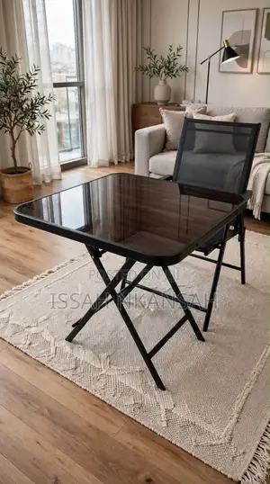 Retangular Black Folding Table and Chair