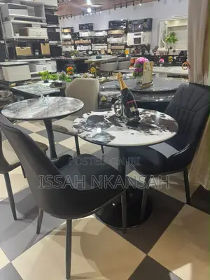 Black and White Marble Table + 2 Chairs
