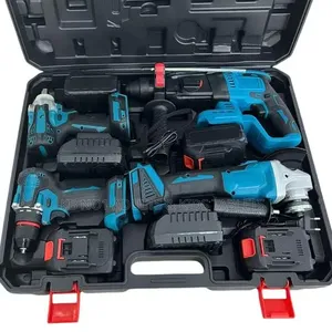 Cordless Power 48V Tool Set 4 in 1 Drill Hammer Grinder Wrench
