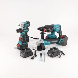 Cordless Power 48V Tool Set 4 in 1 Drill Hammer Grinder Wrench