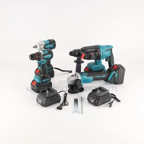 Cordless Power 48V Tool Set 4 in 1 Drill Hammer Grinder Wrench