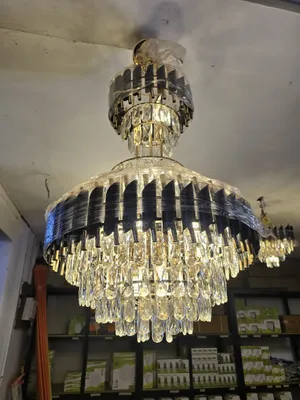 Black and Gold Two Pieces Crystals Chandeliers Lights