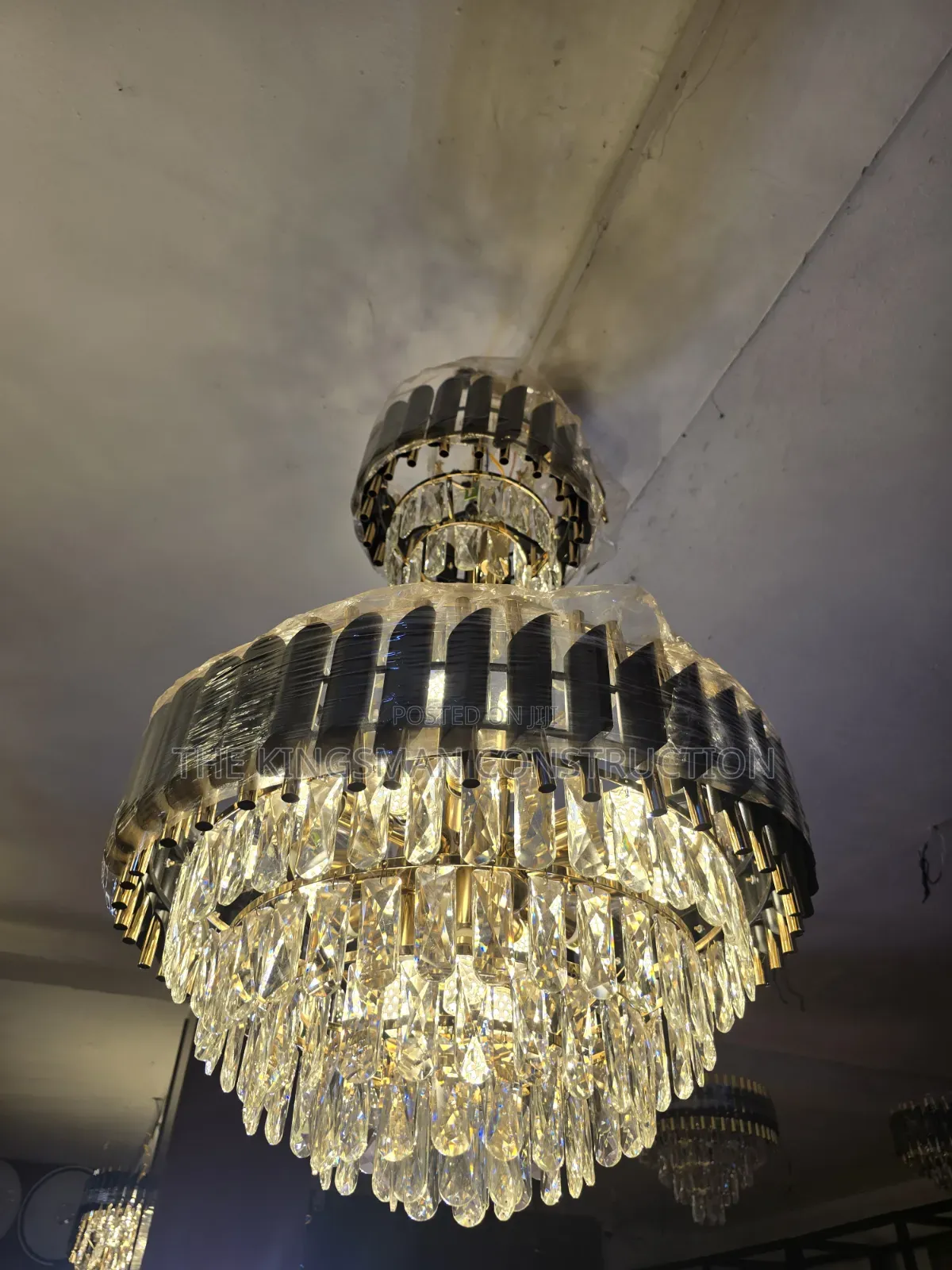 Black and Gold Two Pieces Crystals Chandeliers Lights