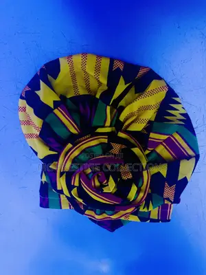 African Kente Print Flower Knot Turban Headwrap