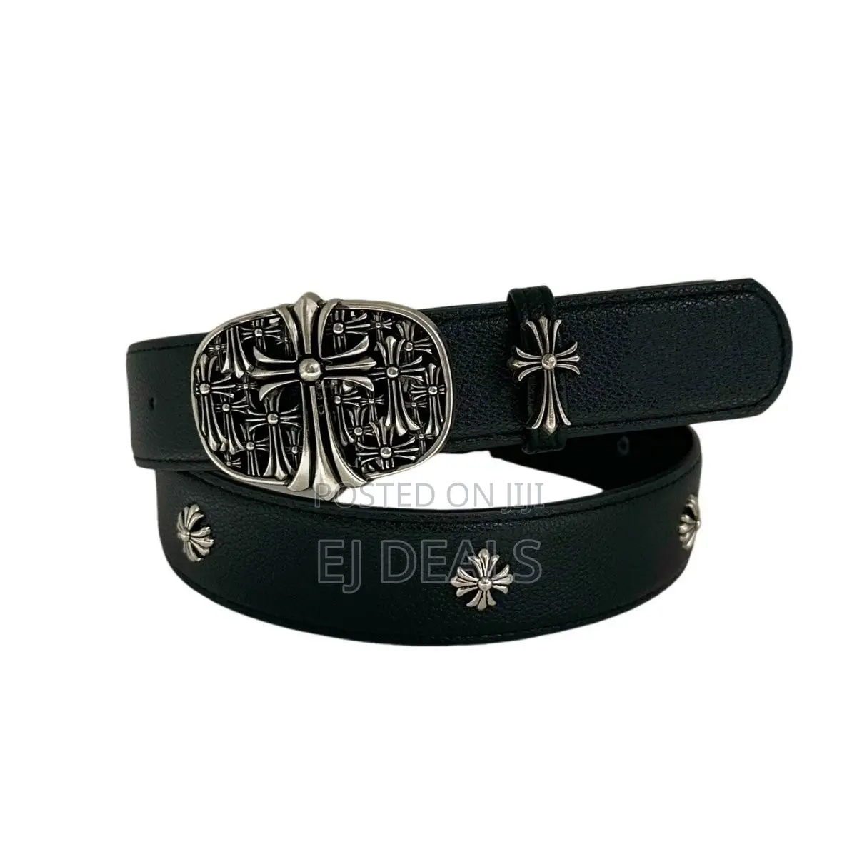 Chrome Hearts Belt Black With Multiple Crosses