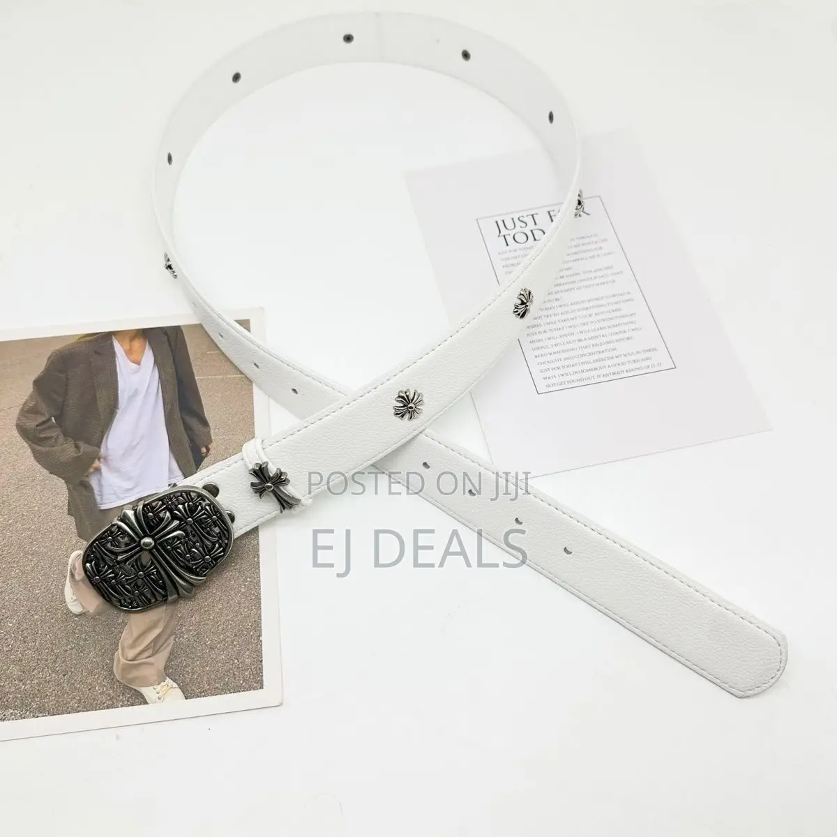 Chrome Hearts Cemetery Cross Belt White