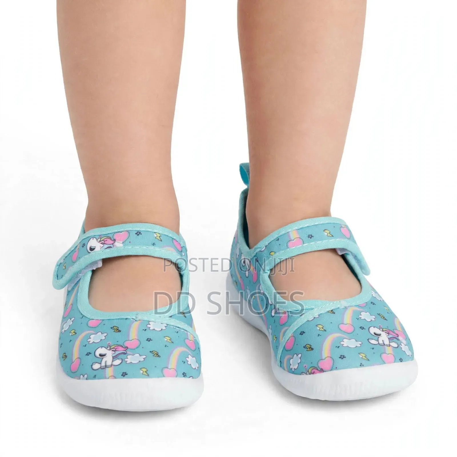 Blue Unicorn Print Baby Girls Mary Jane With Velcro Strap