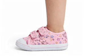 Pink Baby Girls Sneakers With Star Print and Double Velcro