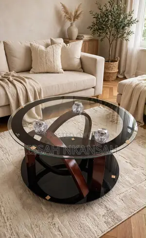 Round Glass S Wood Center Table