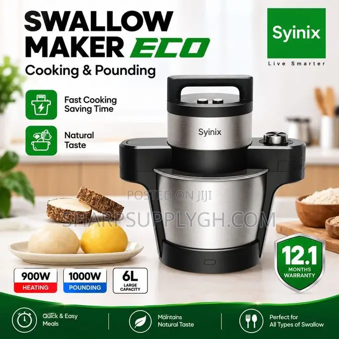 Syinix Swallow Maker - Eco-6l Automatic Swallow Cooker- Silver