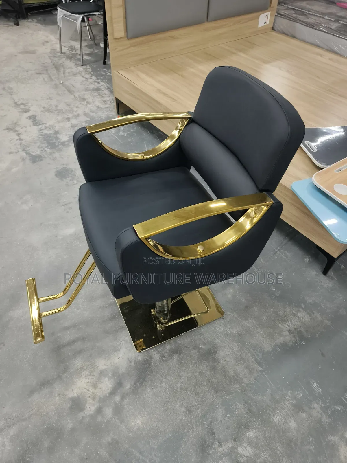 Imperial Black/Gold Barber Chair(original First Grade Furniture 59-10)