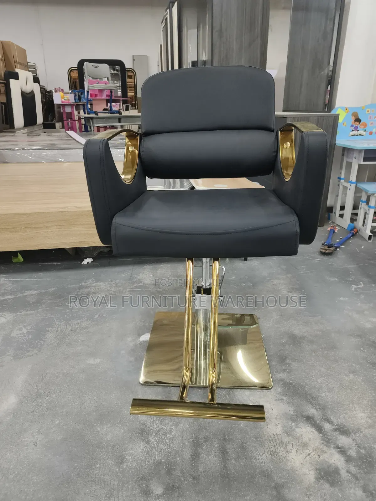 Imperial Black/Gold Barber Chair(original First Grade Furniture 59-10)
