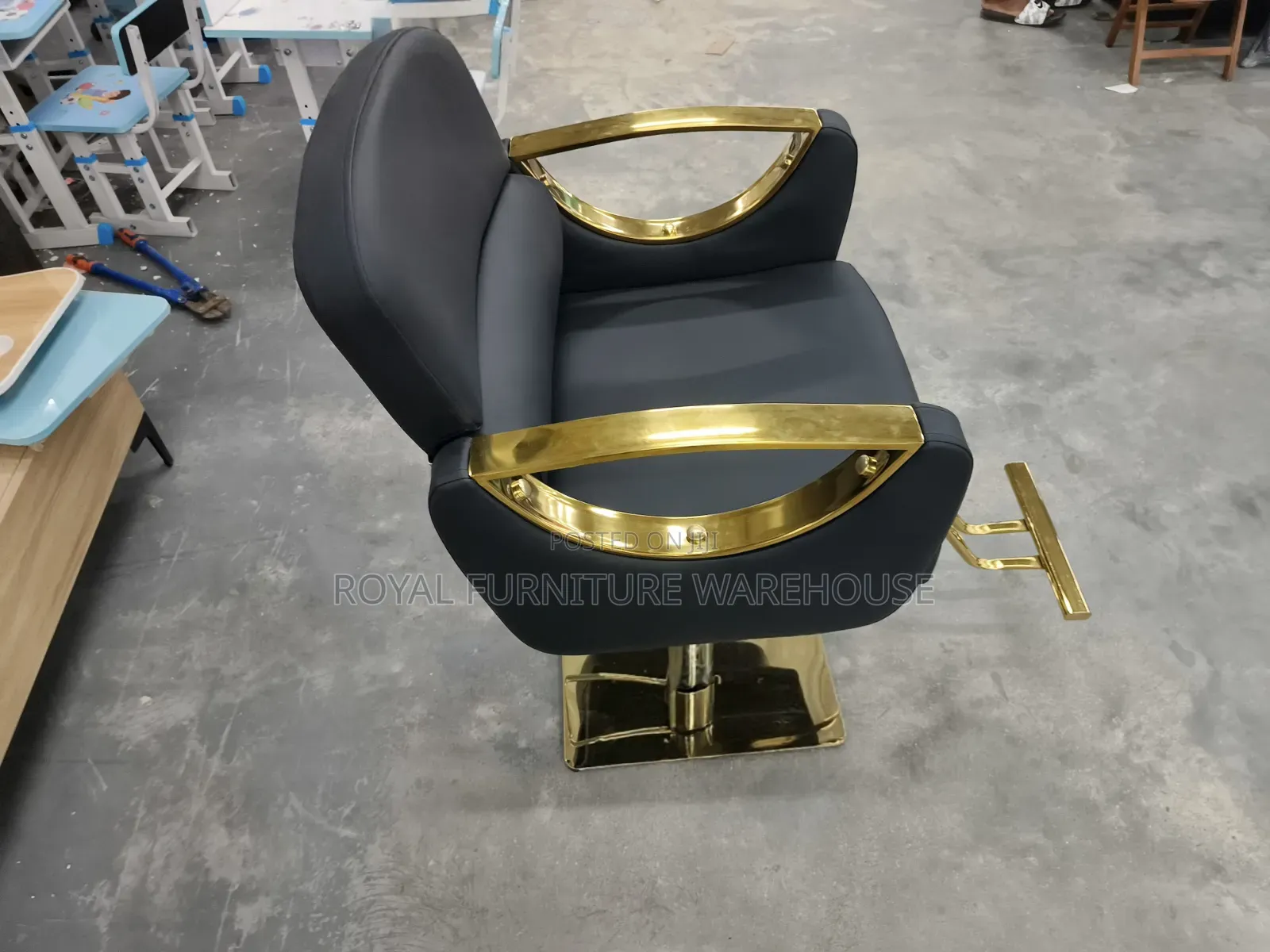 Imperial Black/Gold Barber Chair(original First Grade Furniture 59-10)