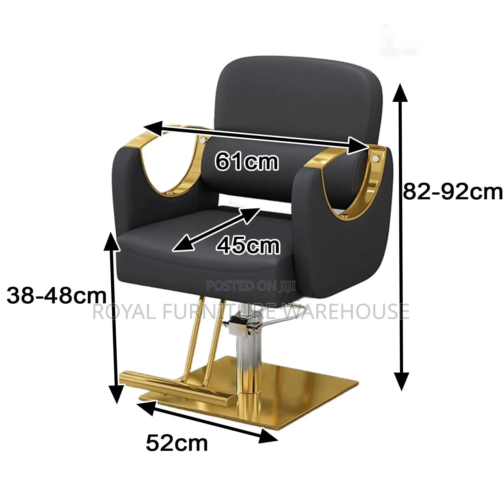 Imperial Black/Gold Barber Chair(original First Grade Furniture 59-10)