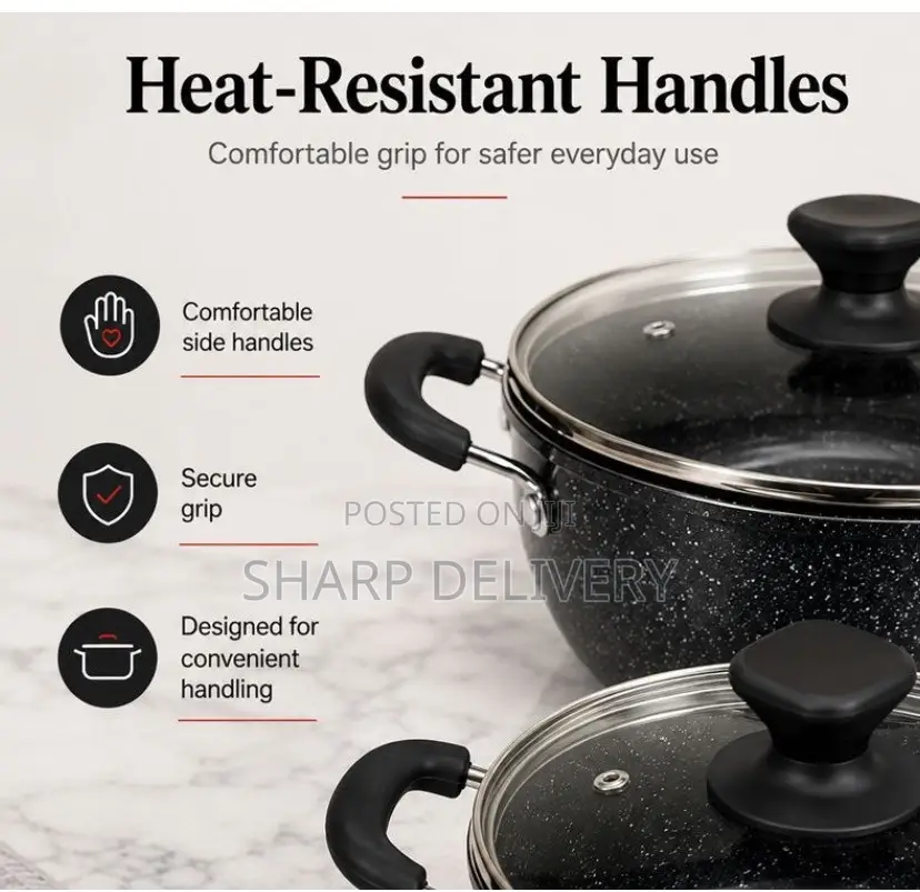 20/22/24/26/28cm Non-Stick Marble-Coated Cookware Set With 5 Ca