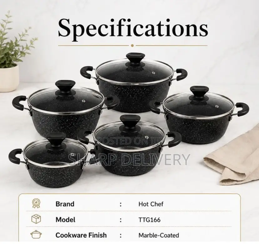 20/22/24/26/28cm Non-Stick Marble-Coated Cookware Set With 5 Ca