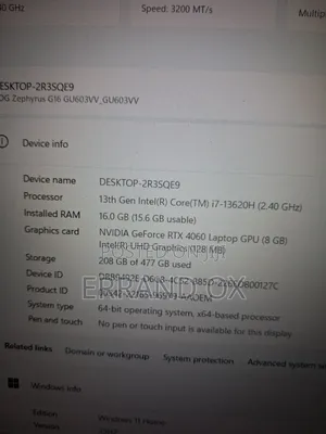 Laptop Asus ROG Zephyrus G16 16GB Nvidia HDD 500GB