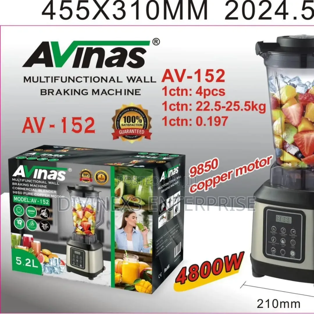 AVMAS AV-152 Multifunctional Commercial Blender – 5.2L, 4800W