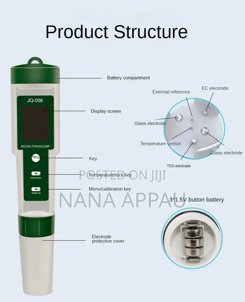10-in-1 Multi-Parameter Water Quality Tester (Model JQ-006),