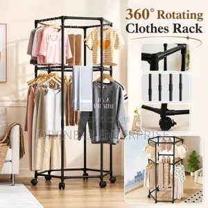 Rotating Double-Layer Hexagonal Coat Rack