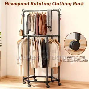 Rotating Double-Layer Hexagonal Coat Rack