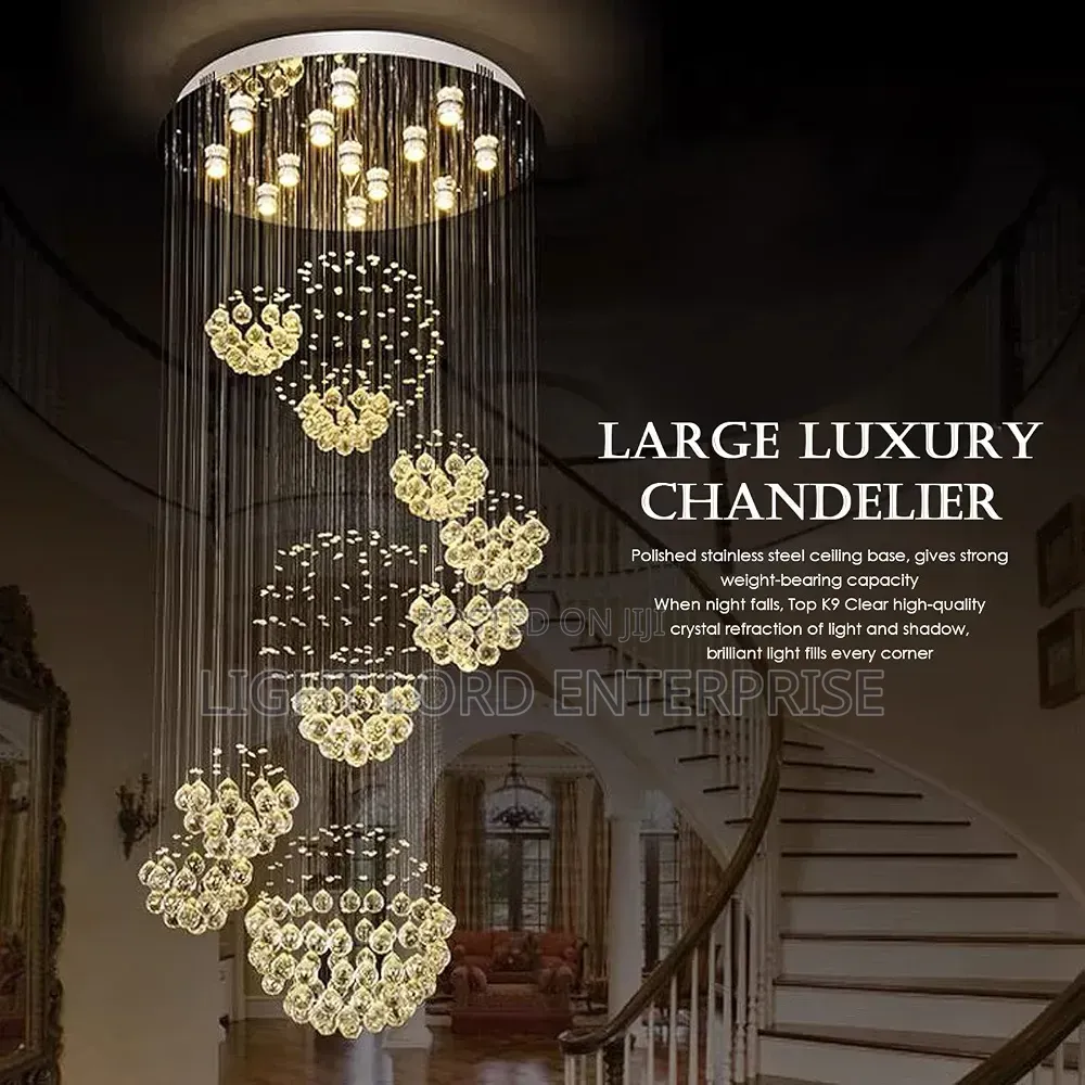 Polished Stainless Steel Raindrop Chandelier Light