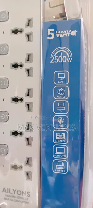 Ailyons 5-Way Power Strip With Individual Switches