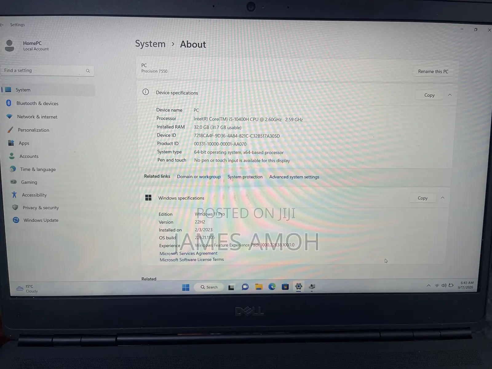 Laptop Dell Precision 7550 32GB Intel Core i5 SSD 1T