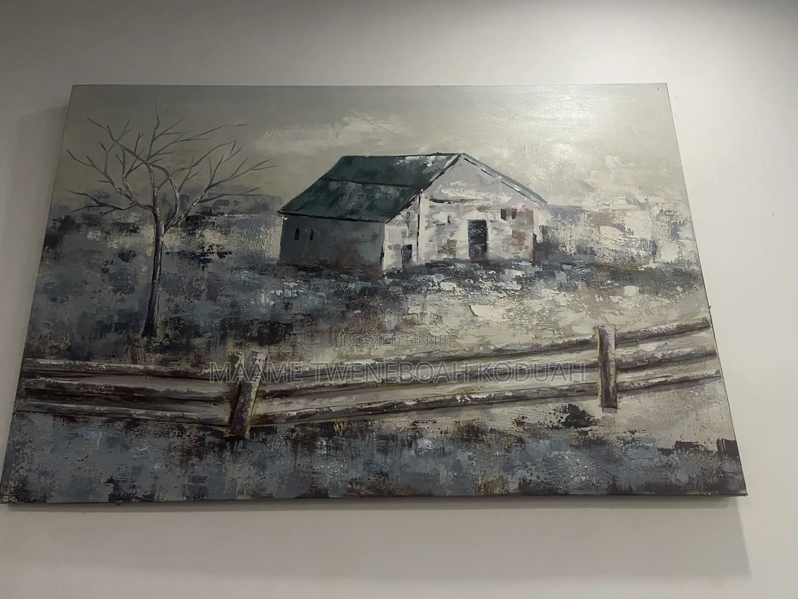 Large Rustic Farmhouse Barn Canvas Painting – Wall Art Decor