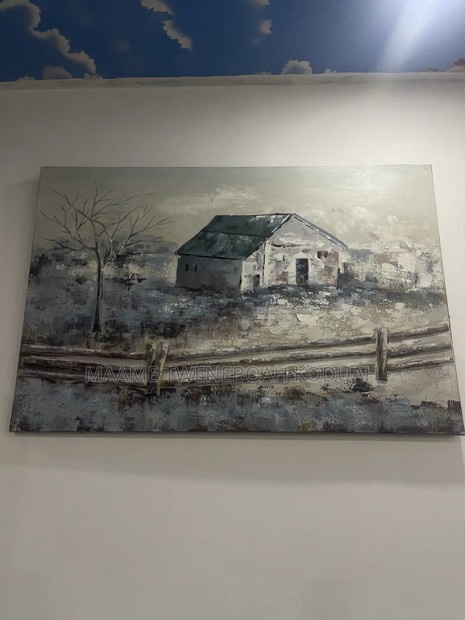 Large Rustic Farmhouse Barn Canvas Painting – Wall Art Decor