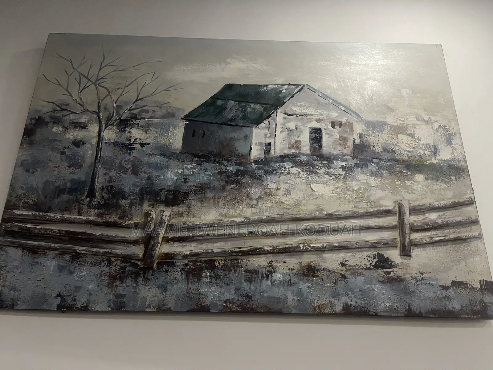 Large Rustic Farmhouse Barn Canvas Painting – Wall Art Decor