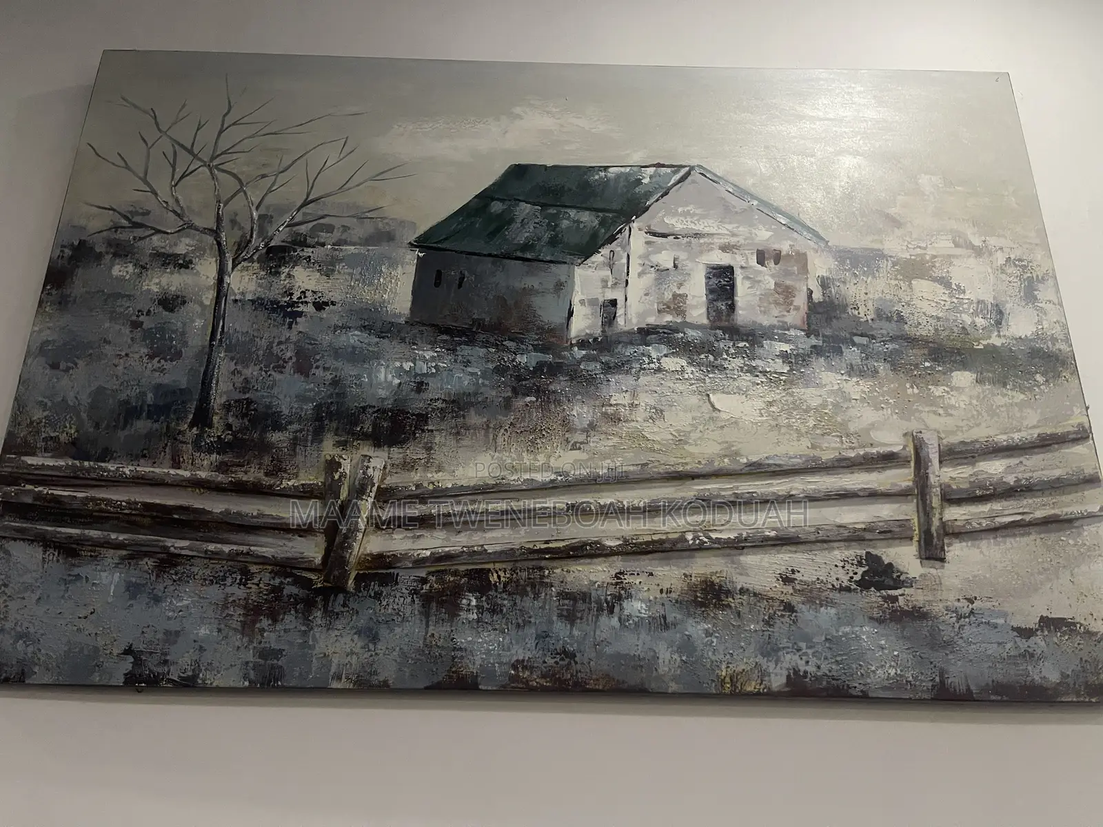 Large Rustic Farmhouse Barn Canvas Painting – Wall Art Decor