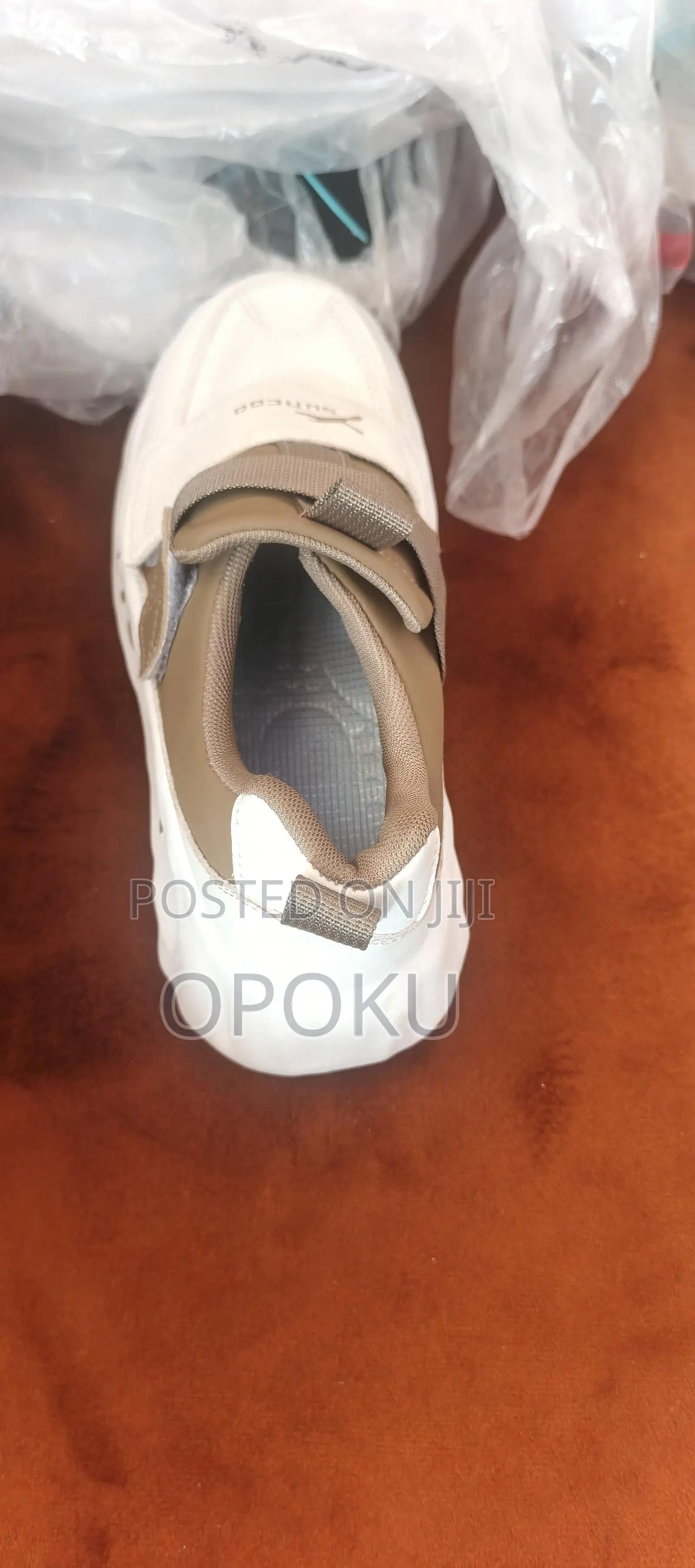 Two-Tone White and Khaki/Brown Platform Sneaker