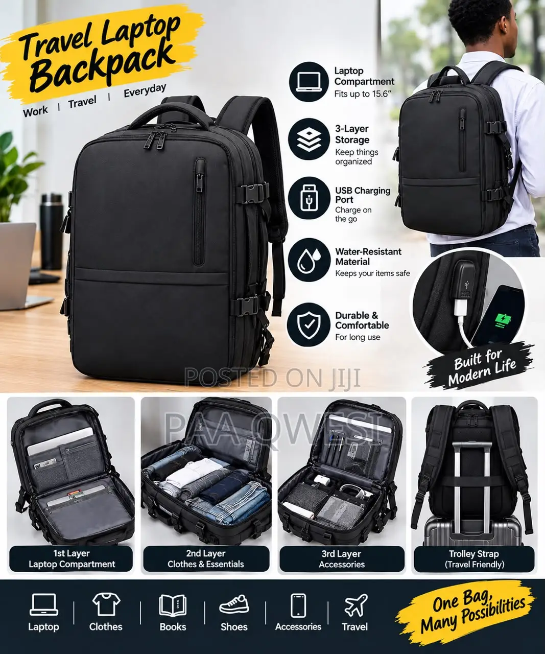 Large Capacity Travel Laptop Backpack