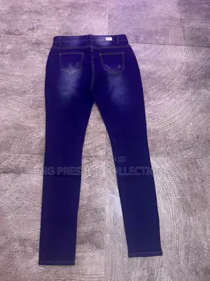 Women's Dark Blue Ripped Slim-Fit Jeans