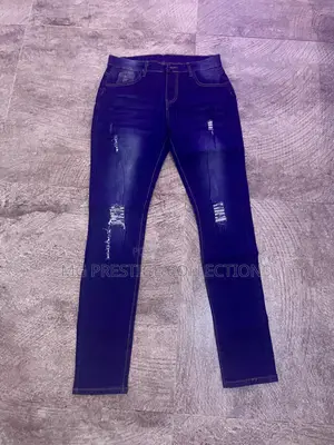 Women's Dark Blue Ripped Slim-Fit Jeans