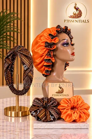 Orange Brown Woodin Handmade Hair Accessories Set