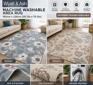 Wyatt Ash Machine Washable Area Rug – 160×226cm | Different Designs