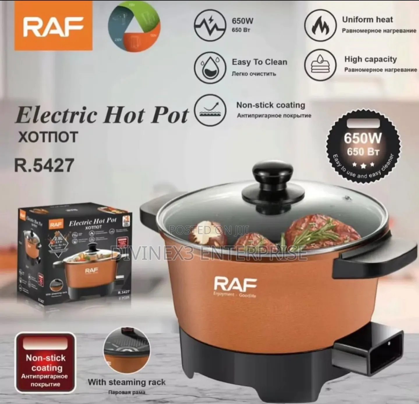RAF R.5427 2.5L Multifunctional Electric Hot Pot – 650W