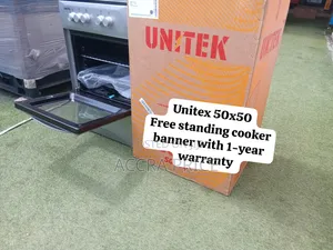 Unitek 50x50 Modern Gas Cooker – 4 Burners + Oven + Hotplate – Premium