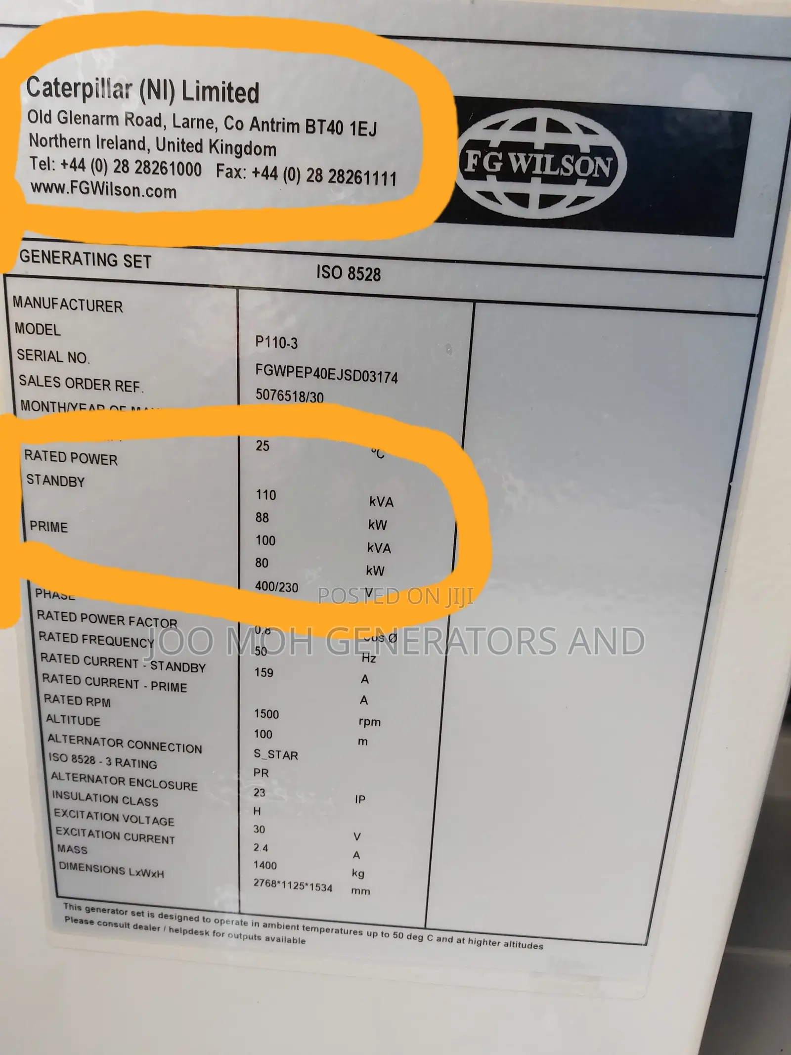 New 100kva Perkins Generator 2 Years Warranty