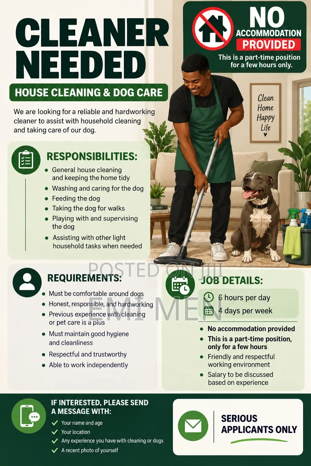 Male Cleaner and Dog Care