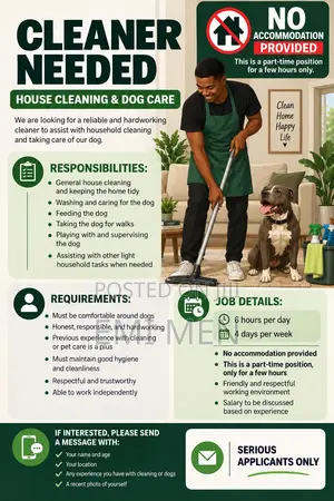 Male Cleaner and Dog Care