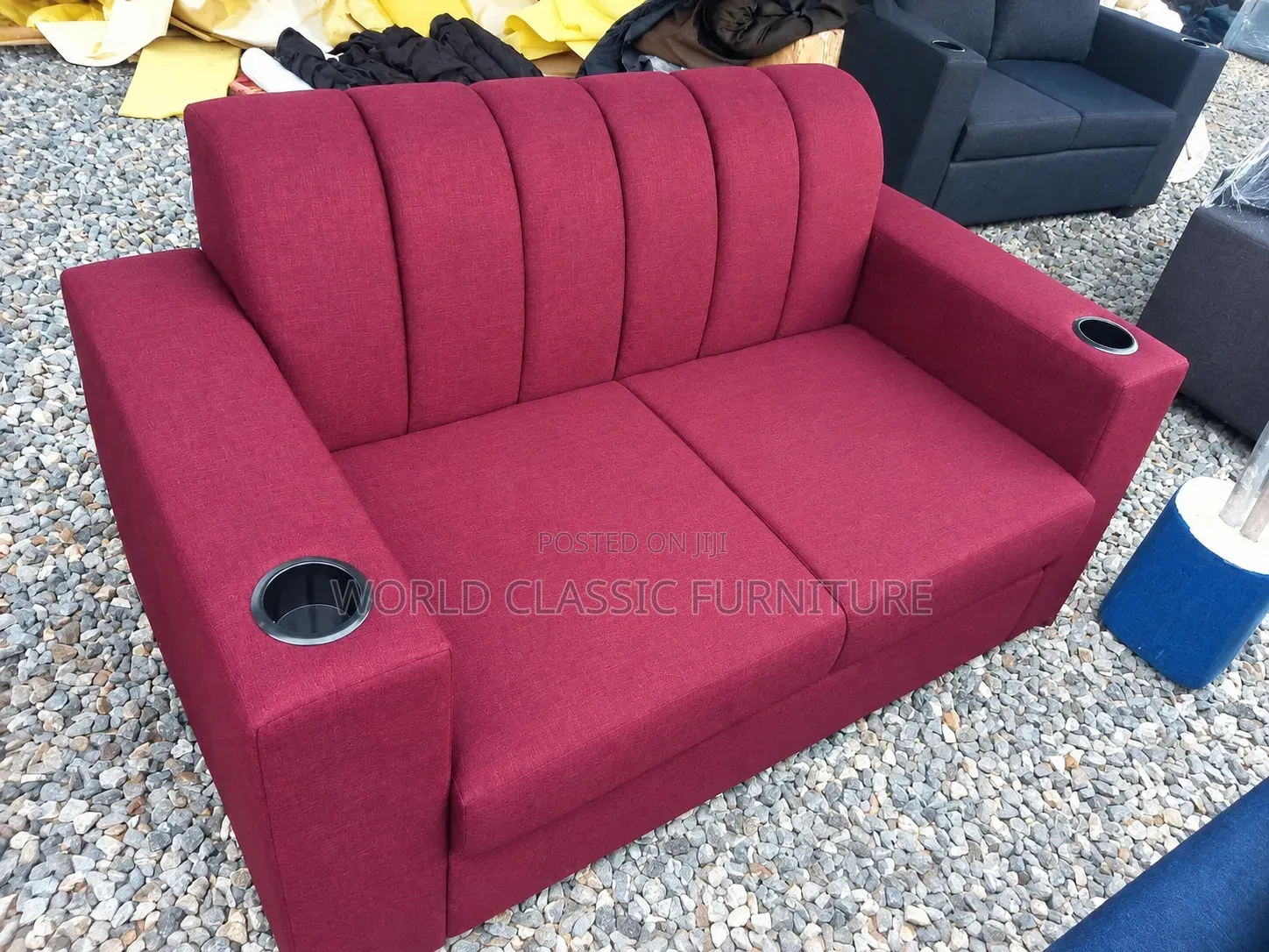 Style Design, Two Seats, Wide Armrests, and Built-in Cup Holders