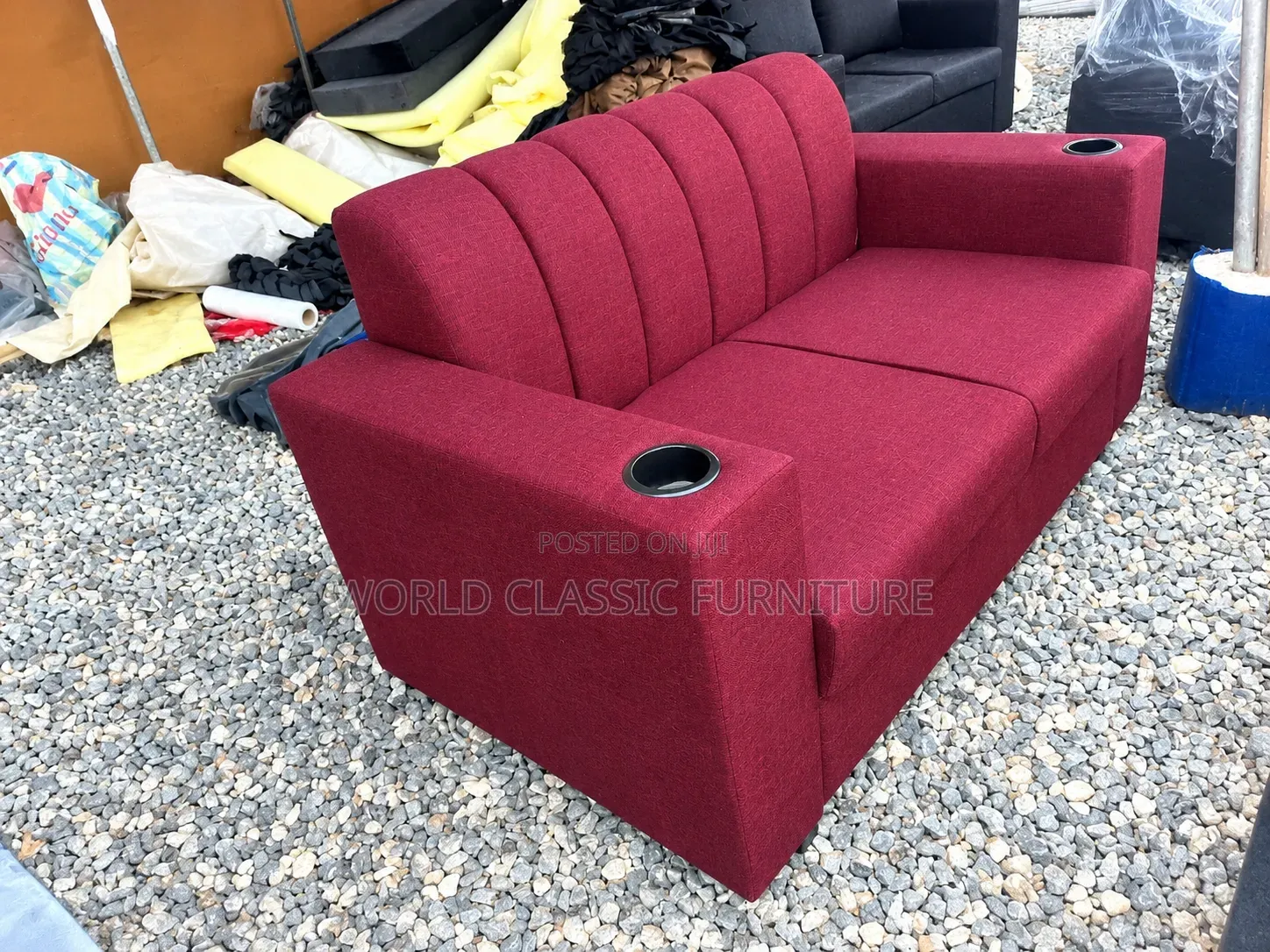 Style Design, Two Seats, Wide Armrests, and Built-in Cup Holders