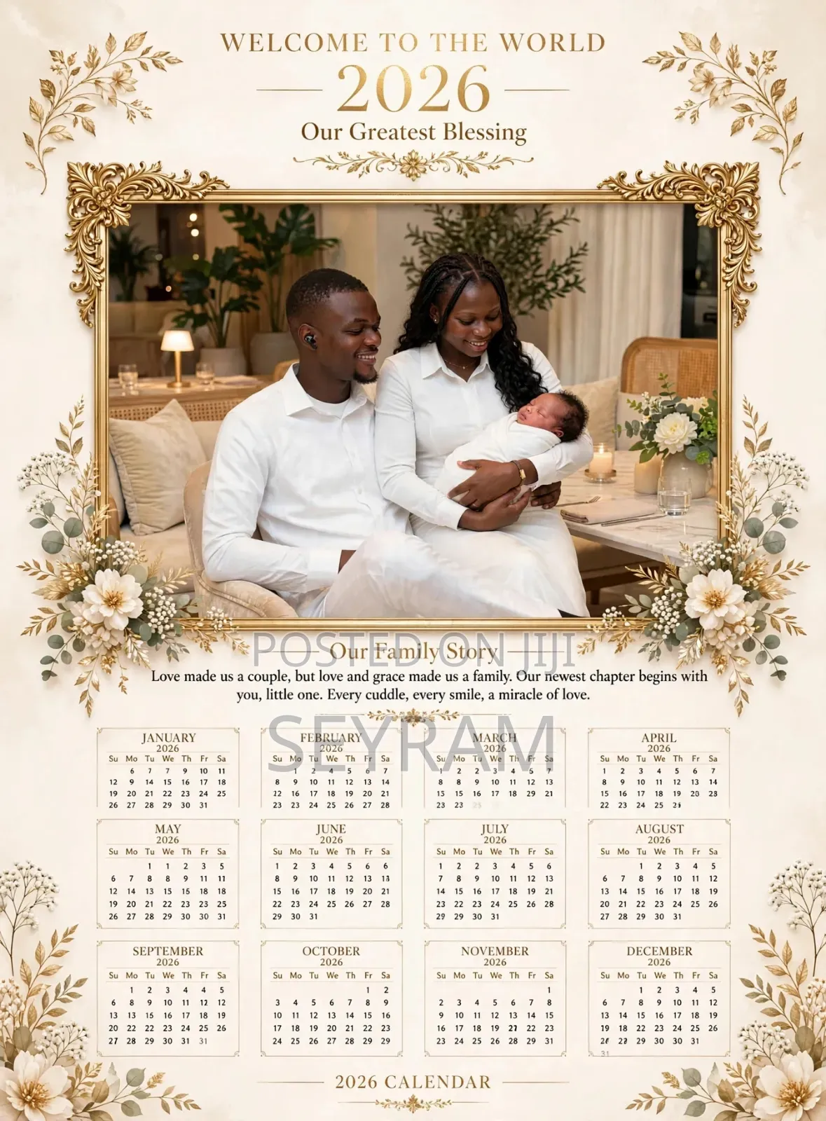 Custom 2026 Luxury Family Love Calendar Frame Design