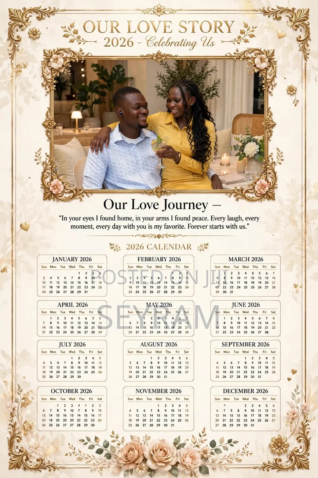 Custom 2026 Luxury Family Love Calendar Frame Design