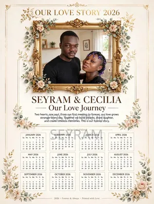 Custom 2026 Luxury Family Love Calendar Frame Design