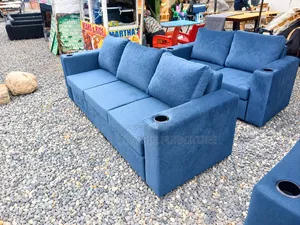 Green 3-Seater With 2- Seater Sectional Sofa With Built-in Cup Holders