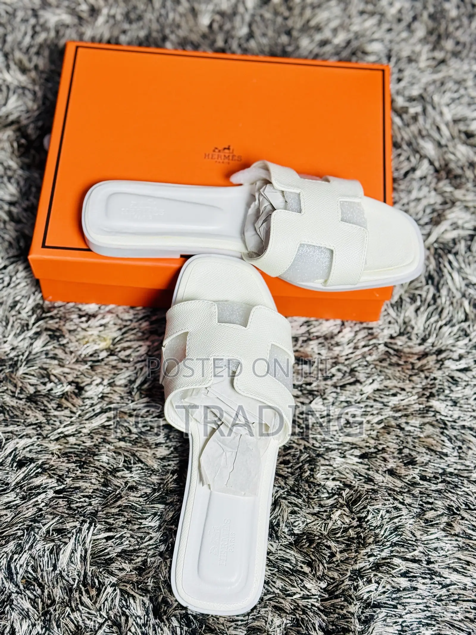 White Hermes _ Ladies Hermes Slippers